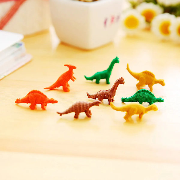 24 Pack Tegnefilm Mini Dinosaur Æg Viskelædere Børn Student Skrivevarer Premier Fødselsdag Fest Gunst tasker