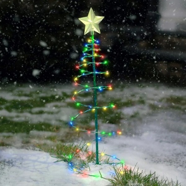 Sol jule træ lys udendørs have stand have LED jord lampe streng