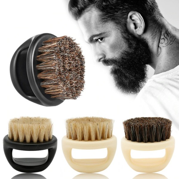 1 stk ring design hest børst mænd barbering børste plastik bærbar frisør skæg  børste 7e19 | Fyndiq