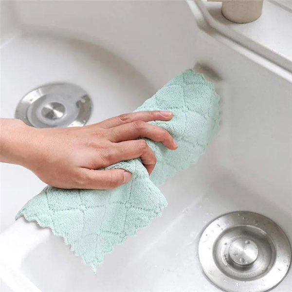 10 bitar Kök Tuka Disk Handdukar Super Absorberande Coral Samet Diskhanddukar Nonstick Olje Tvättbar