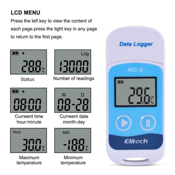 Digital USB Temperatur Data logger til lager opbevaring kølet transport laboratorium osv