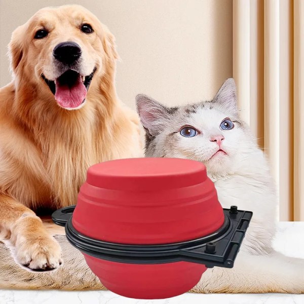 1-del 2-i-1 foldbar dobbel skål mating skål bærbar utendørs reise hund og katt drikke skål