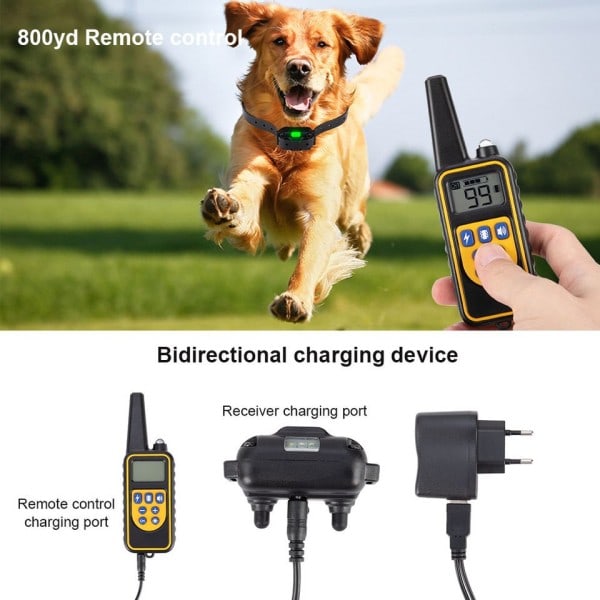 Elektrisk Hund Träning halsband Djur Fjärrkontroll Kontroll Vattentät Laddningsbar med LCD Display