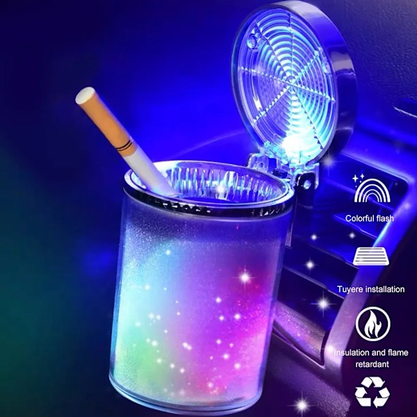 Bil Askfat Med LED Ljus Lufttätt Lock Multifunktionell Fordon Kopp Hållare Luft Vent Askfat Skräpkanna Bil Inredning Inredning