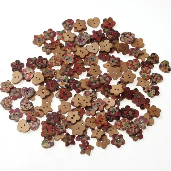 Træ knapper syning scrapbog blandet formet 2 huller blandet syning knapper syning tilbehør