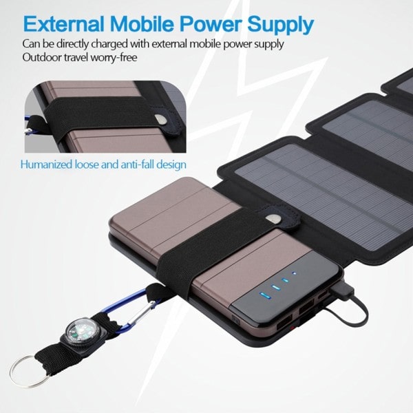 Sammenleggbar Utendørs Solar Panel lader Bærbar 5V 2.1A USB Utgang Enheter Leir Turtur ryggsekk