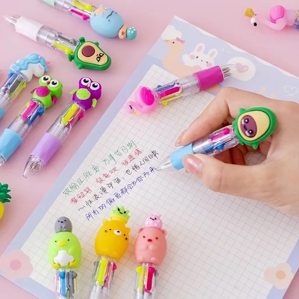Sarjakuva kuulakärki kynä värilliset kynät kirjoitukseen Kawaii Kawai paperi söpöt kynät