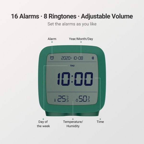 Smart Bluetooth Digital alarm klokke med flere alarmer med temperatur og fuktighet display