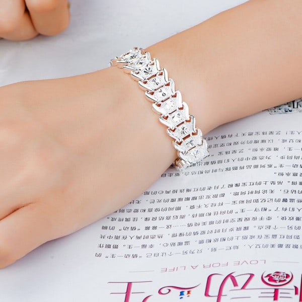 Smuk Elegant bryllup 925 sølv dame mænd kæde armbånd