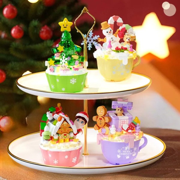Kreativ jule træ kage snemand honningkager hus gave pakker model bygge klodser diy klodser