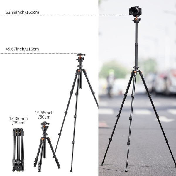 Kamera Stativ för DSLR Bärbart Aluminium Rese Stativ med 360 graders Panorama Ball Head Quick Release