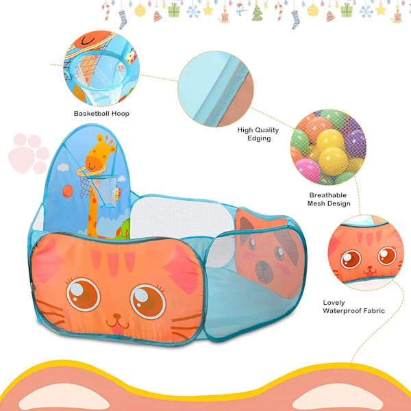 Barn Ball Pool Tält Bärbart Fullbart Bolgrop Lek Tält med Korg  Utomhus Inomhus Sport Pedagogisk leksak