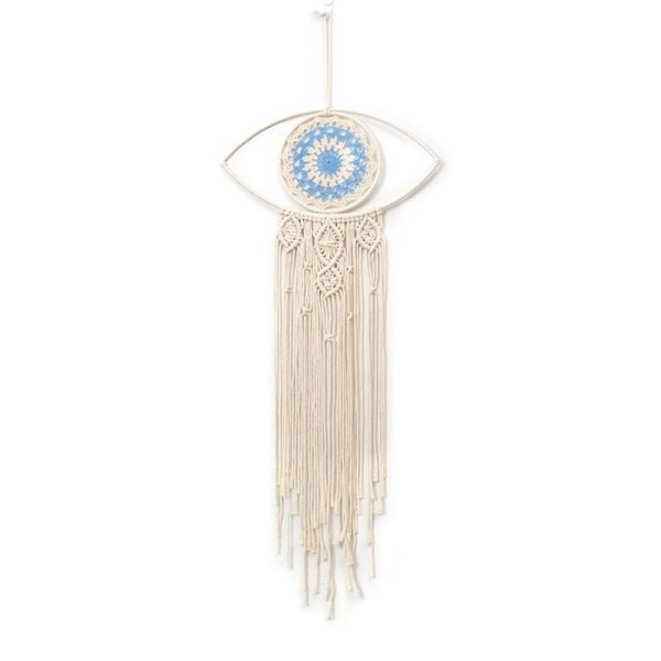 Turkiska Blå Ögon Bohemian Macrame Vägg Hängande Tapestry Handvävd
