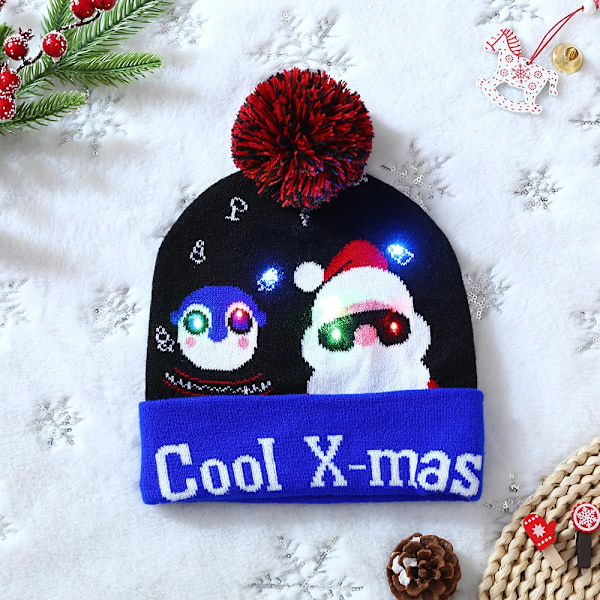 LED Jule Hue Sweater Strikket Beanie Jule Light Up Strikket Hue Jule Gave