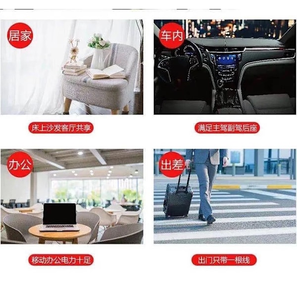 4 i 1 klokke & telefon USB lader kabel type C kabel magnetisk lade kabel