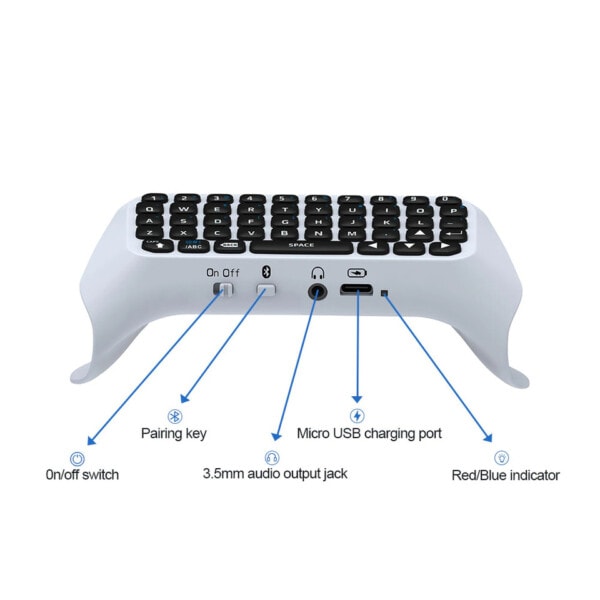Trådlös Bluetooth Gamepad tangentbord kontroll chatt pad för PS5