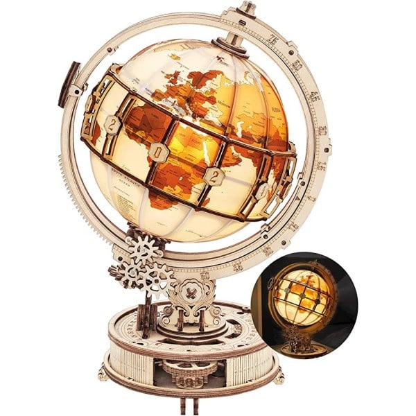 Lysende Træ Globe 3D Puslespil Spil Samling Model Bygningssæt Legetøj