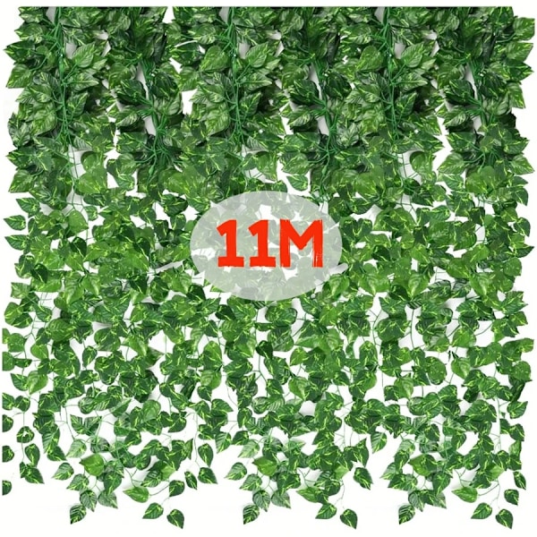 Bästa kvalitet 11M Konstgjord Växt Grön Ivy Löv Girland Fask Växt Creeper Hängande Vine Utomhus Gör-det-själv Trädgård Vägg Bröllop Fest Hem Inredning