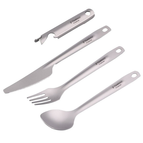 4-i-1 Titanium Bestik Bestik Set Ultralight Middag Ske Gaffel Cutter