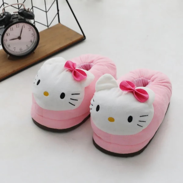 Sanrio Hello Kitty Bomull Tofflor Vinter Foam Lovers Rosa Röd Mjuk Fleece Flicka Hem