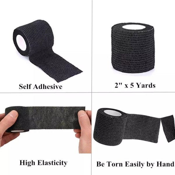 20 stykker sort tatovering greb bandage cover omslag tape nonwoven vandtæt selv klæbende finger beskyttelse tatovering tilbehør