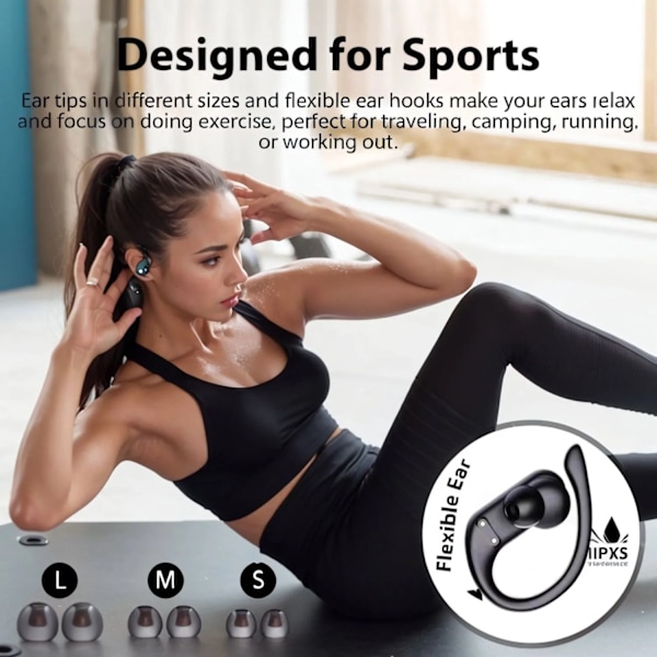 TWS Bluetooth 5.3 Hörlurar Trådlösa Touch Kontroll Sport Headset