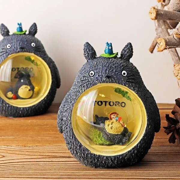 Anime Min Granne Totoro Figurer Modell Toy LED Natt Ljus Sovrum Ornament