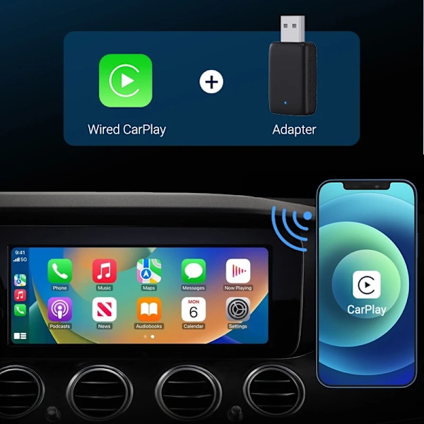 Langallinen Wireless CarPlay 2 in1 Mini Adapter Android Auto Smart Box Plug and Play