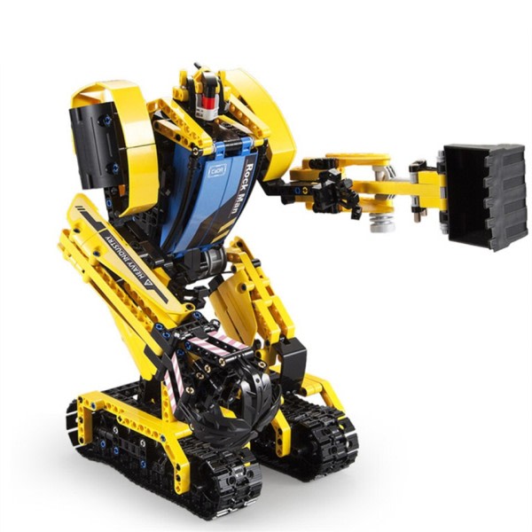 El Byggnad Klossar RC Deformation Robot Bil Modell Klossar Teknisk Fjärrkontroll Grävmaskin