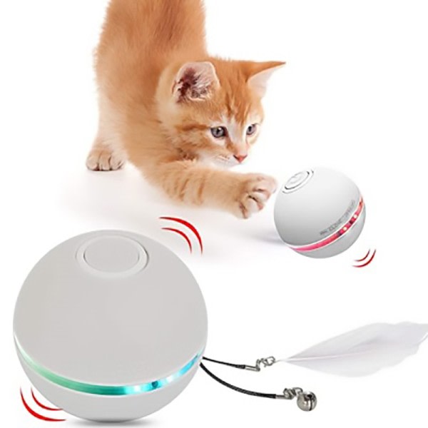 USB Intelligent Interaktiv Kat Legetøj Selv Roterende Kugle Automatisk Rotation Kugle Fjer Legetøj LED