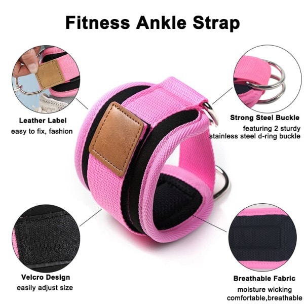 Fitness ankel stropper justerbar D-ring fod støtte manchetter