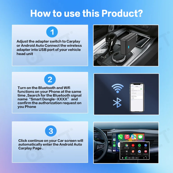 Tripodpie 2in1 Wireless Carplay Adapter Android Auto Smart USB Dongle Plug and Play For Havel Kia Volvo Audi MG VW Hyundai Jeep