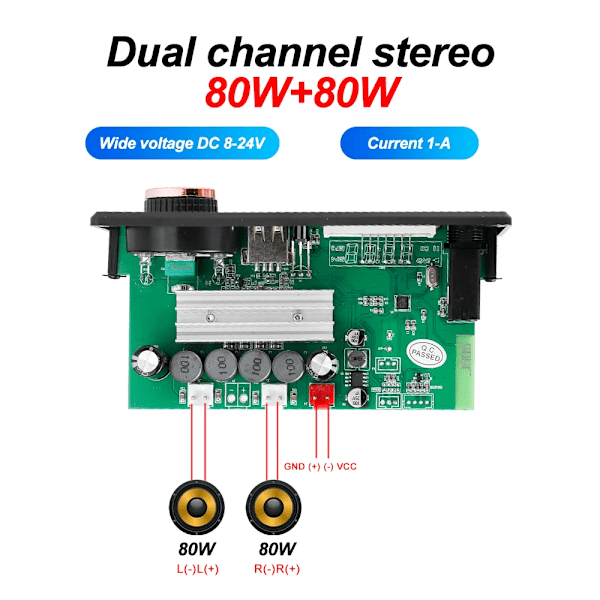 Bluetooth 5.1 DIY 160W Forstærker MP3 Dekoder Tavle