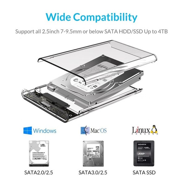 Hårddisk boxar USB 3.0 till SATA III Hårddisk fodral 2.5 tum HDD SSD Shell