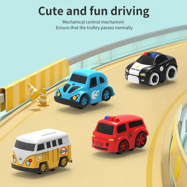 Kilpa rautatie auto junat rata opetus lelut lapsille mekaaniset autot pojille tytöille seikkailu