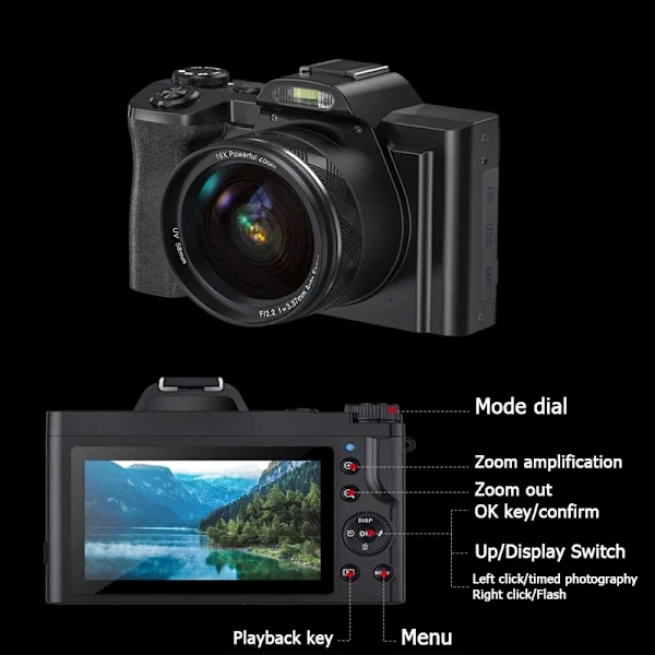 5K Shooting Micro DSLR Kamera High-Definition Digital Kamera Elektronisk Blits Kamera