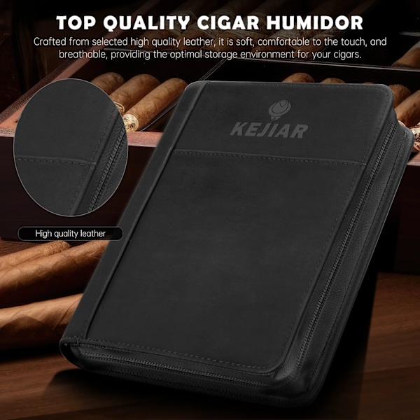 Bærbar Cigar Humidor Etuiet med V Cutter,Sret Cigar Punch, Fugter pakker
