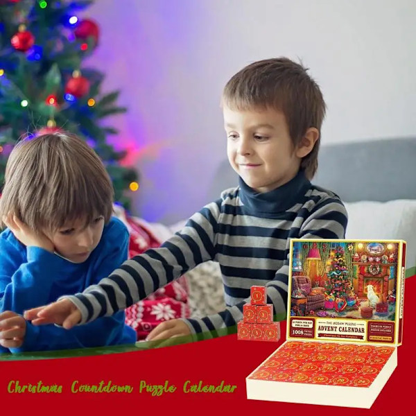 1000 brikker jul 24 dage nedtælling kalender puslespil jul advent stiksav puslespil