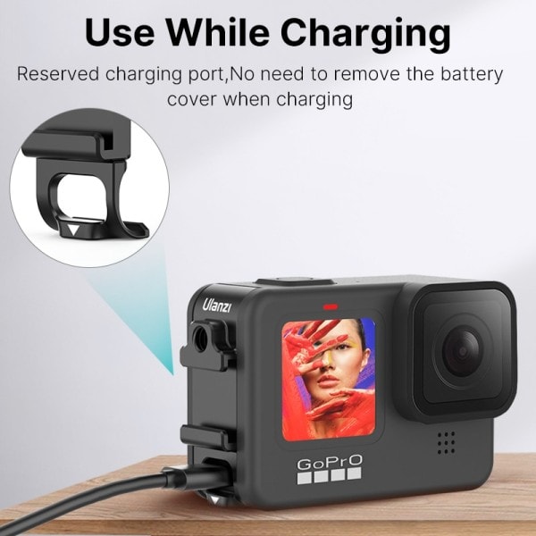 Metall Multi-Function Batteri Kåpa För GoPro Hero 11 10 9 Batteri Lock Med 1/4'' Kall Sko Mount Mikrofon