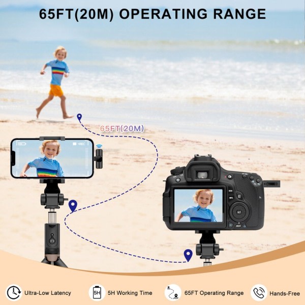 Trådlös Lavalier Mikrofon Bärbar Ljud Video Inspelning Mini Mic för iPhone Android Live Broadcast Gaming Phone Mic