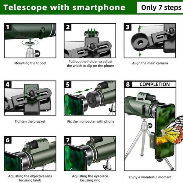 Bærbar Zoom HD 5000M Teleskop Fleggbar Lang Distanse Mini Kraftig Teleskop