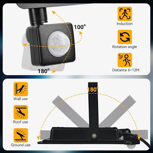 LED PIR Motion Sensor Fomlys Utendørs Vegg Lys Hvit Lys