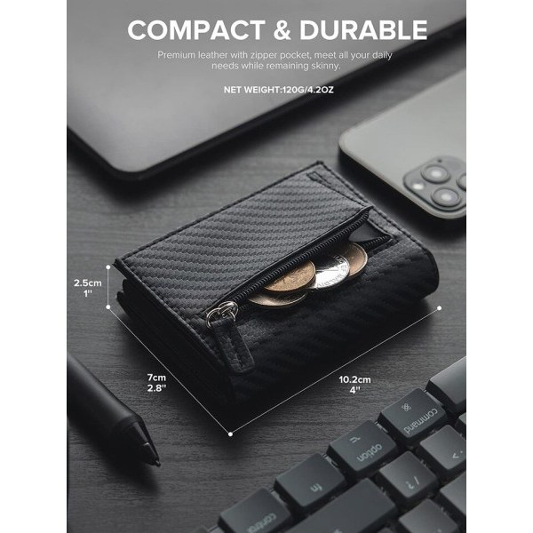 Credit Card Holder  RFID Blocking Bifold Wallet Men's Wallet with Coin Compartment and Banknote Compartment
