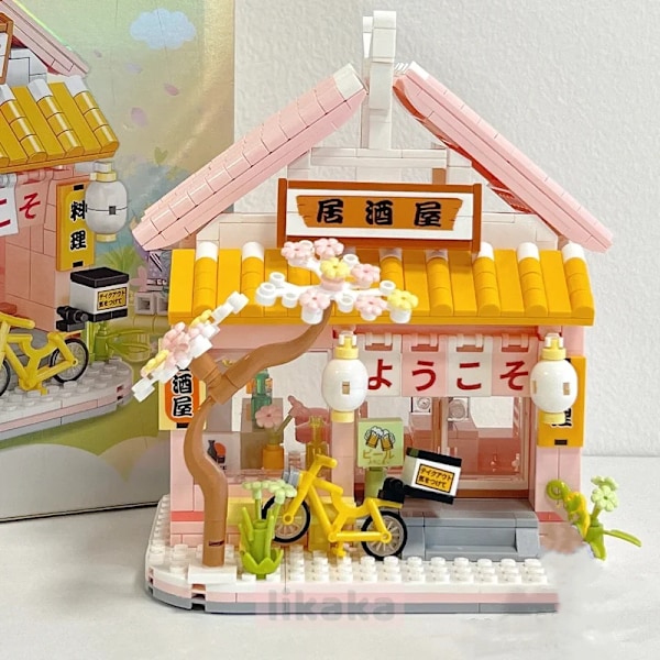 Kreativ Blomster Hus Bygning Klosser Leker Jernbane Kirsebær Blomster Modell Klosser Mini Klosser Leker