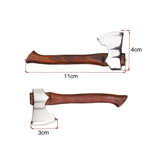 Rostfritt stål mini skarp yxa trä handtag  fast blad