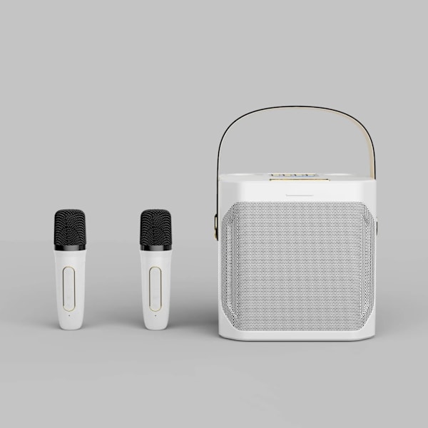 Hög effekt Karaoke Bluetooth Högtalare Bärbar 360 Stereo Surround Vattentät Trådlös Subwoofer med Dubbel mikrofon