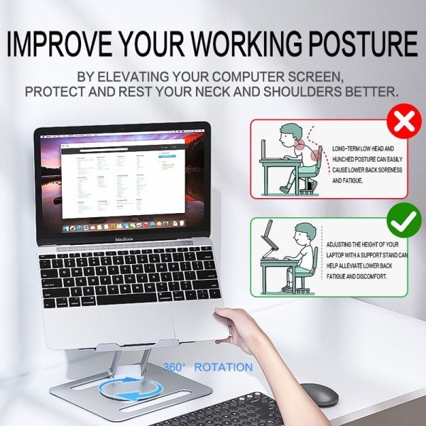 Bærbar computer stander drejelig notebook holder løftbar stander