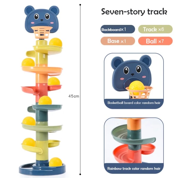 Rulle bold bunke tårn tidlig pædagogisk legetøj til babyer roterende bane pædagogisk stabling legetøj