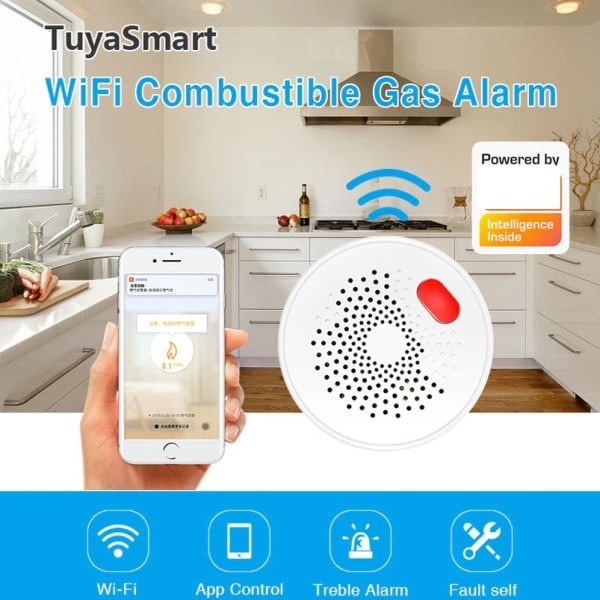 Wifi Natur Gas Sensor Brændbart Husstand Smart LPG Gas Alarm Detektor Lækage Sensor