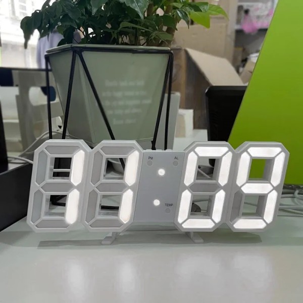 3D LED Digital Klocka Lysande Mode Vägg Klocka Multifunktionell Kreativ USB Plug-in Elektronisk Klocka Hem Dekoration